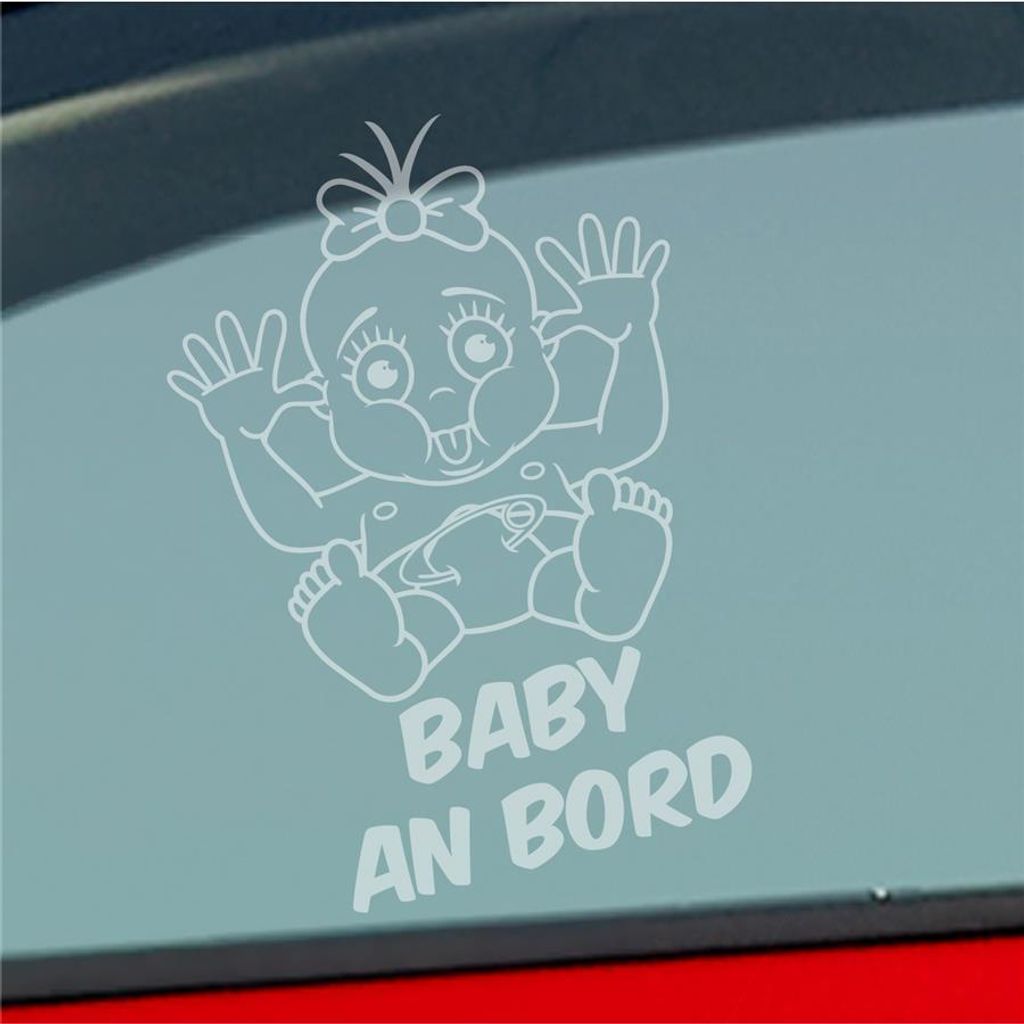 Auto Aufkleber Baby an Bord on Tour 20x30 cm Milchglas Sticker Heckscheibenaufkleber