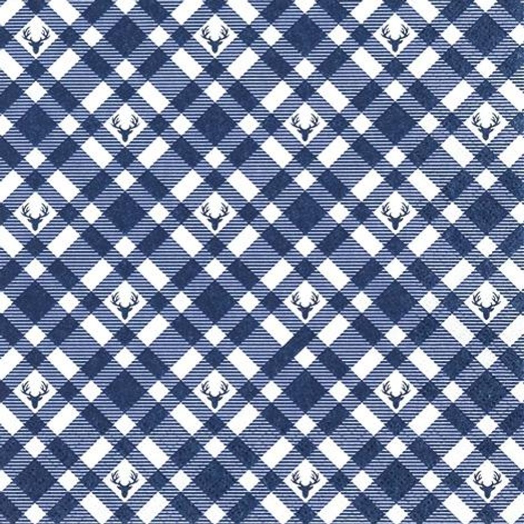 Servietten 33x33 cm - Plaid with Deers blue
