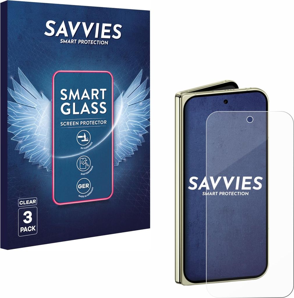 3x Savvies Schutzglas Folie für Google Pixel 10 Pro Fold 9H Panzer Schutzfolie Glas Displayschutz klar transparent