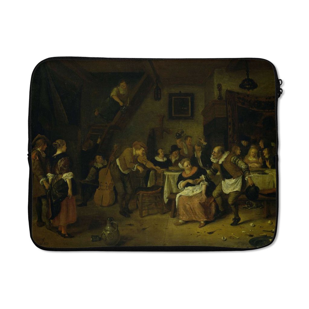MuchoWow Laptop Hülle 17 Zoll Laptoptasche Die Bauernhochzeit - Jan Steen - Zipper - Schutzabdeckung
