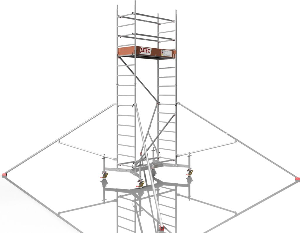 ALTEC Rollfix 500 | inkl. Rollen (Ø 150 mm) | Traverse ausziehbar | 4x Dreieckausleger | Rollgerüst