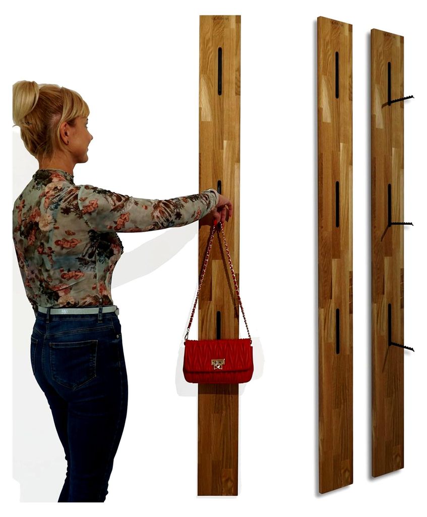 Holz Kleiderhaken Wandgarderobe Klappbar Platzsparend Garderobenhaken Garderobenleiste Eiche für Flure, Garderoben, Schlafzimmer und Badezimmer