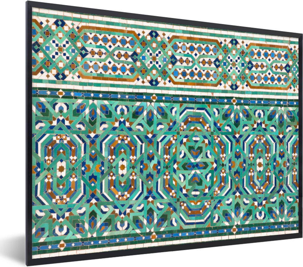 MuchoWow Gerahmtes Poster Eine traditionelle marokkanische Mosaikdekoration 80x60 cm - Poster mit Schwarzem Bilderrahmen Wandposter Rahmen Foto B...