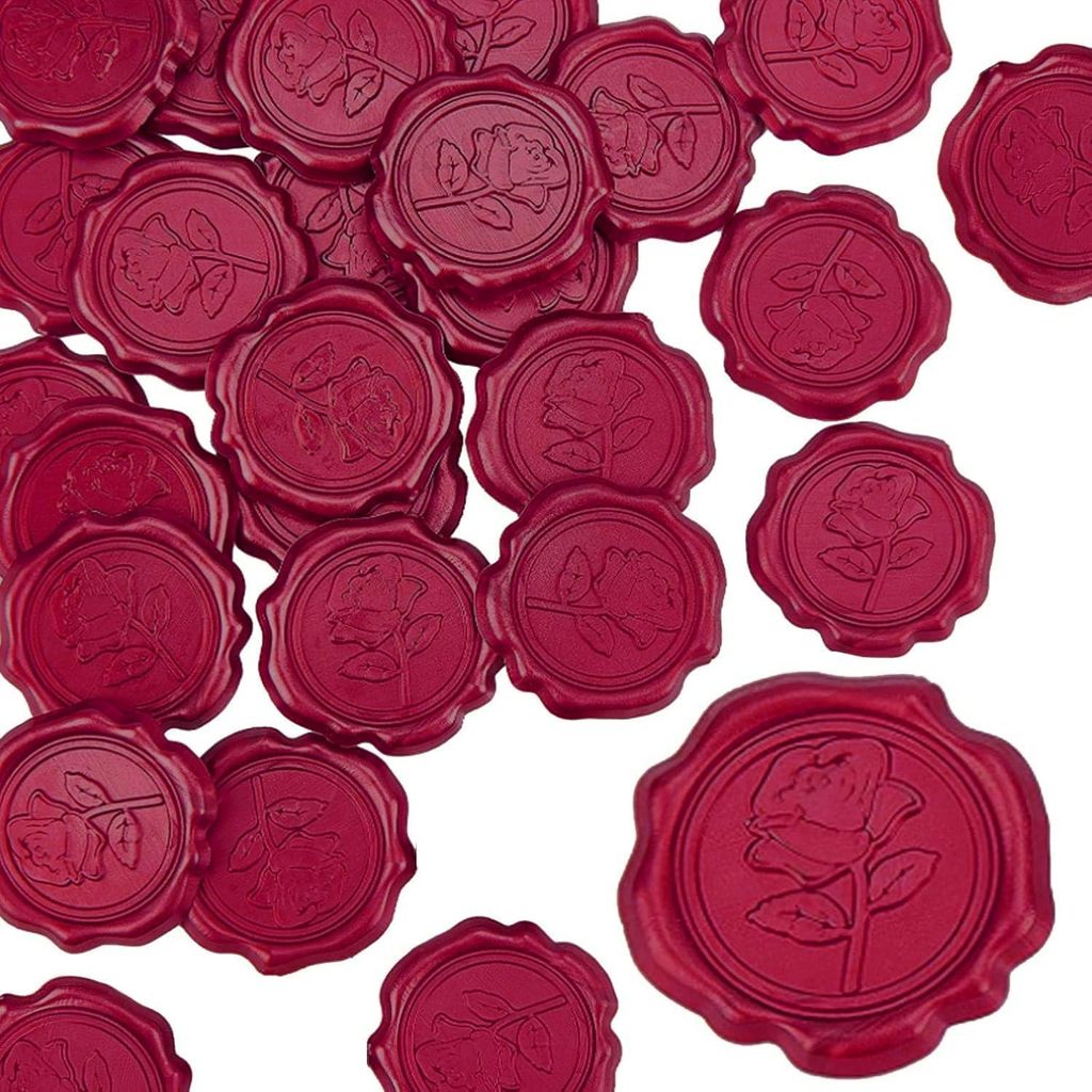 Pack mit 25 selbstklebenden Wachssiegelstickern, selbstklebende Wachssiegelstickern in rosa Farbe zum Verschließen von Umschlägen, Karten, Gesche...
