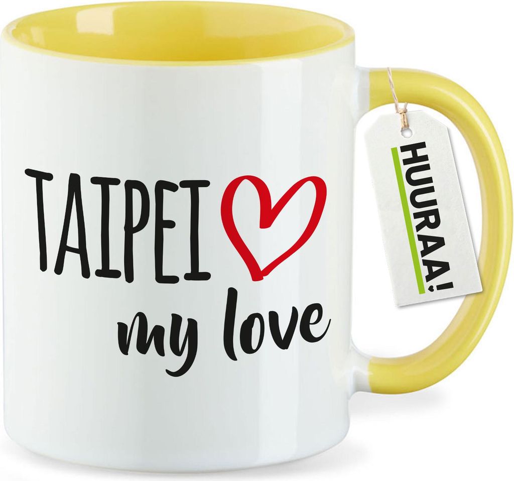 Huuraa Kaffeetasse Taipei my love 330ml Gelb Keramik Kaffeebecher Geschenkidee