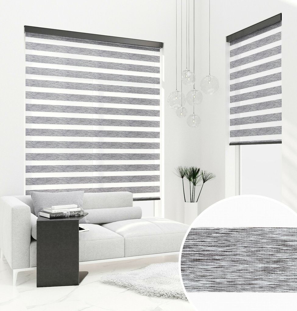 PREMIUM DOPPELROLLO BH19 NATUR GRAU mit Alu Kassette (95x150 cm, Kassettenfarbe: schwarz)