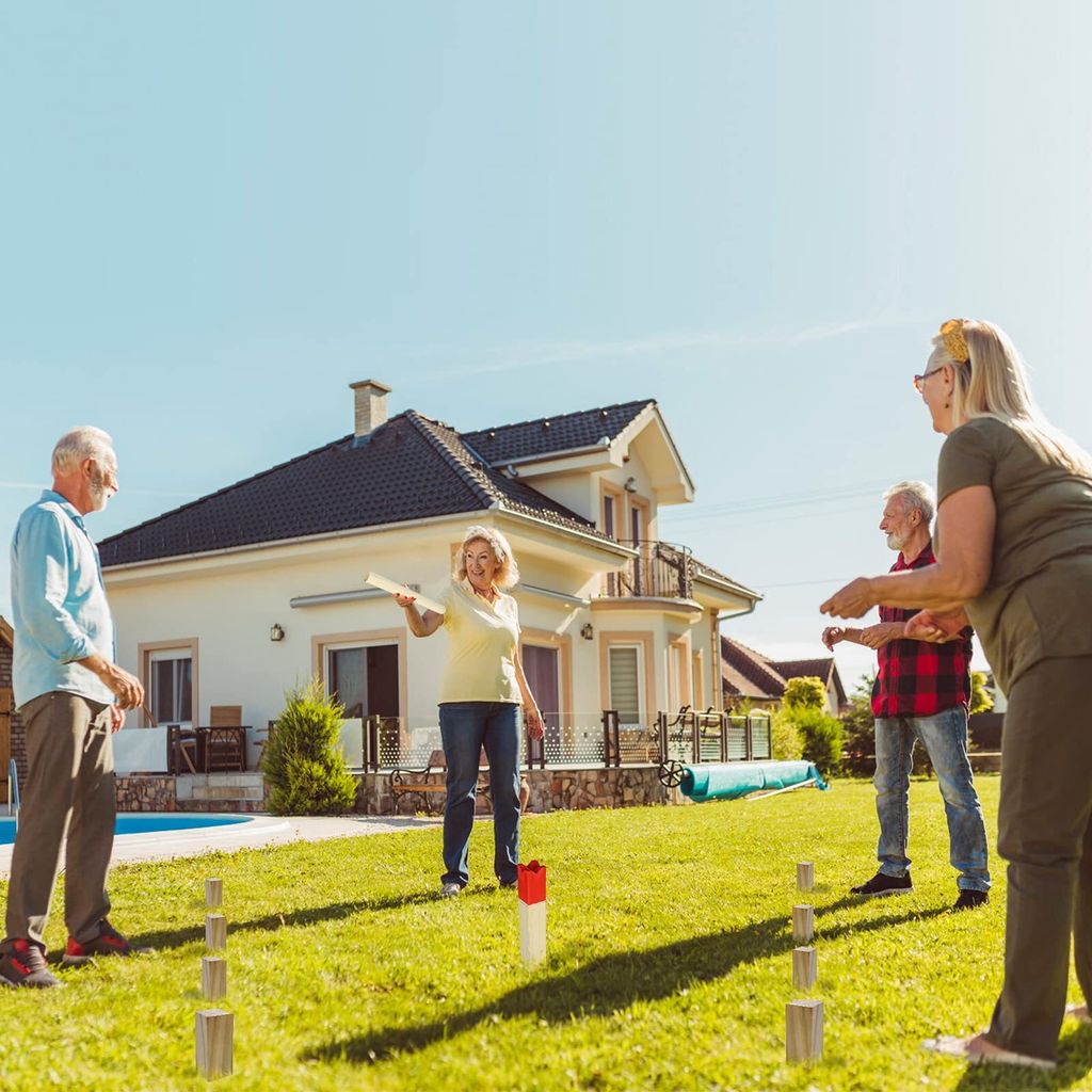 TRMLBE Kubb Wikingerspiel Schachspiel Holz mit Wetterfester Produktbild 9