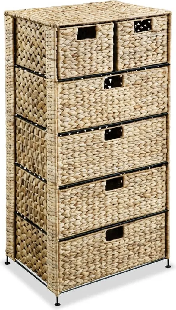 Unité de stockage 6 paniers en jacinthe d'eau naturelle 47 x 37 x 100 cm