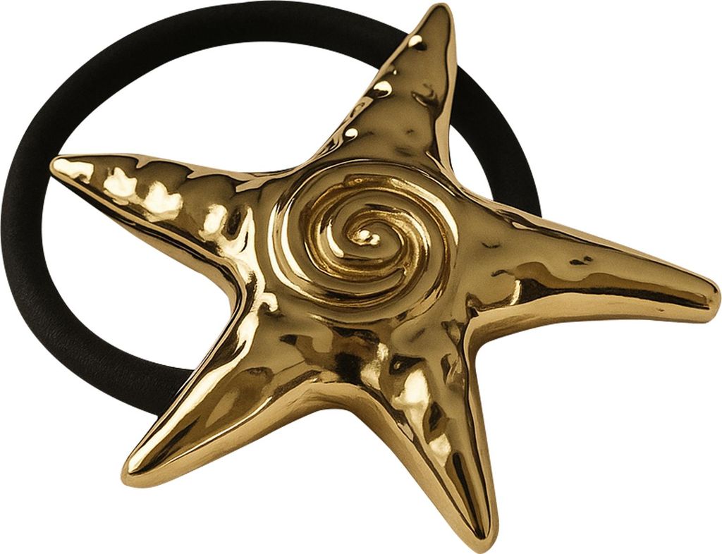 Haargummi mit sommerlicher Sternwellen-Manschette gold