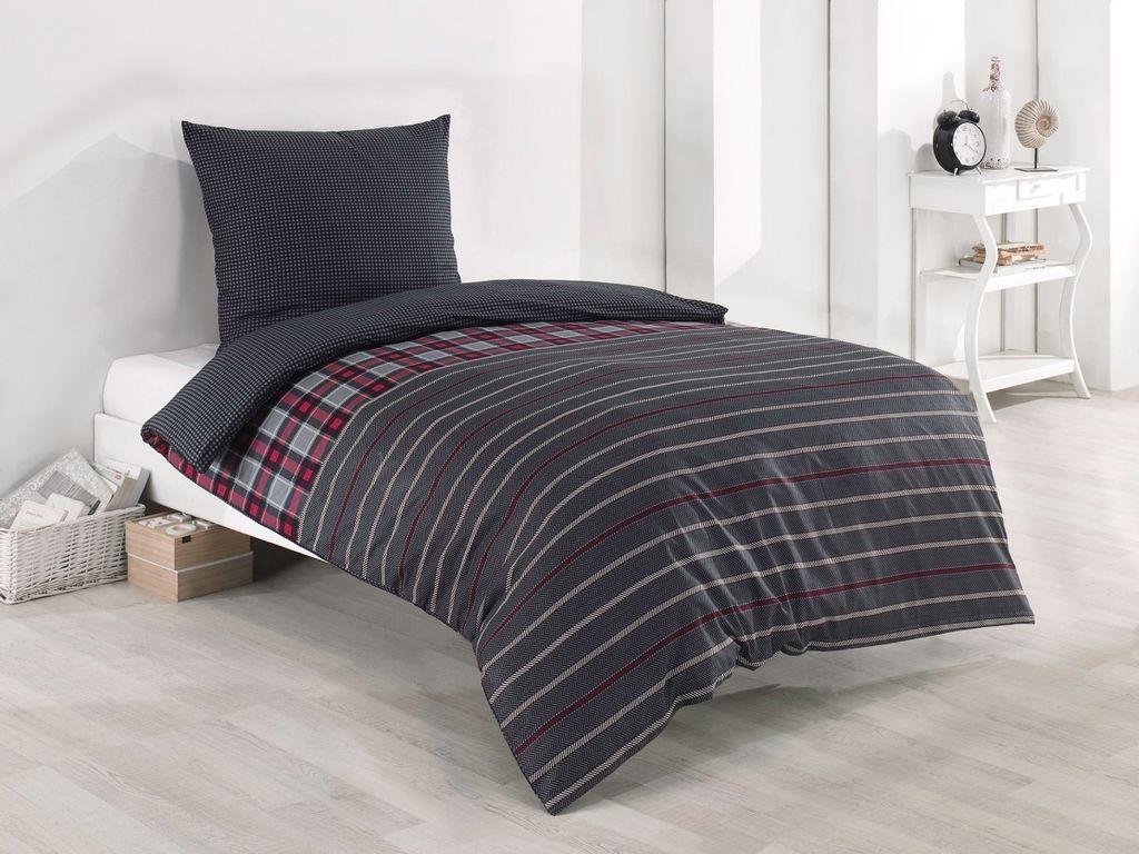 Buymax Bettwäsche Bettbezug 155x220 cm 4 teilig (2x Bettwäscheset + 2x Kissenbezug 80x80 cm) Deckenbezug Set 100% Baumwolle Renforce Reissversc...