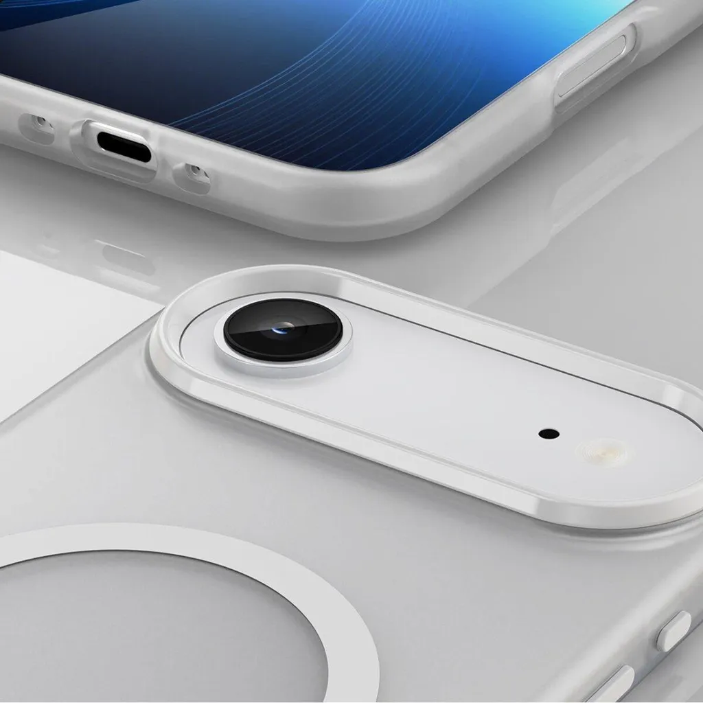 Custodia per cellulare bumper con protezione rinforzata dei bordi e magneti integrati compatibile con iPhone 17 Air bianco opaco