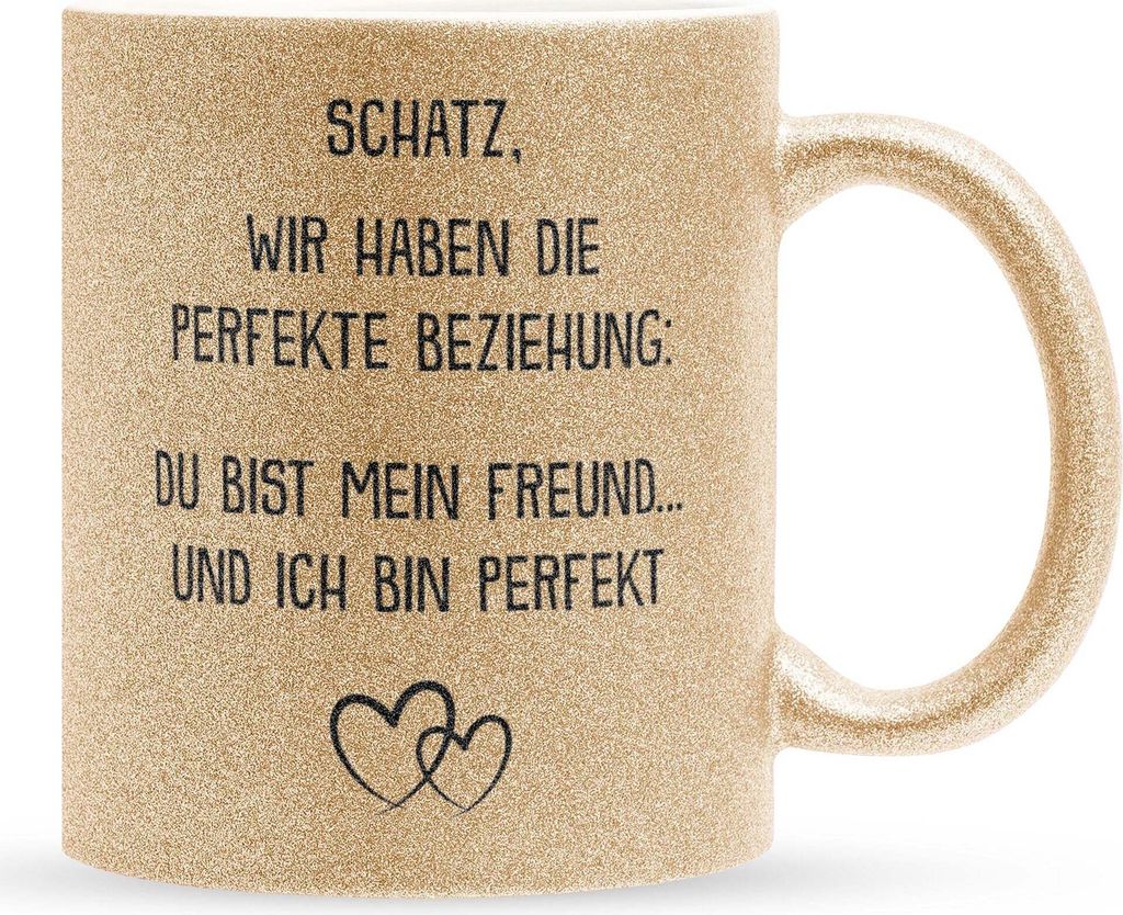 22Feels Glitzertasse Gold Freund Geschenk Jahrestag für Ihn Produktbild 