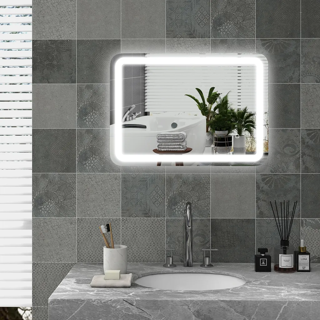 Miroir LED Anti-buée Argent 70x50 cm avec Luminosité Programmable - 3