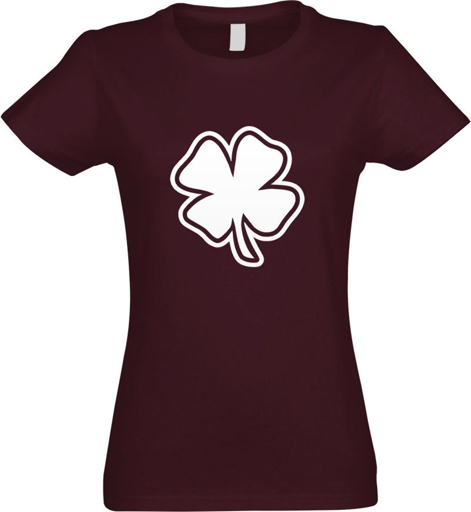 Kiwistar - T-Shirt tailliert - Damen - Burgund - Kleeblatt - Glück - mit Motiv Bedruckt - Funshirt Design - Sport - Freizeit - Damen - XXL