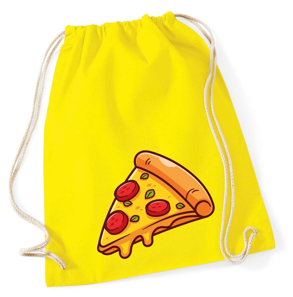 Huuraa Turnbeutel Pizza Stück Comic 12 Liter Yellow Baumwolle Rucksack Geschenkidee