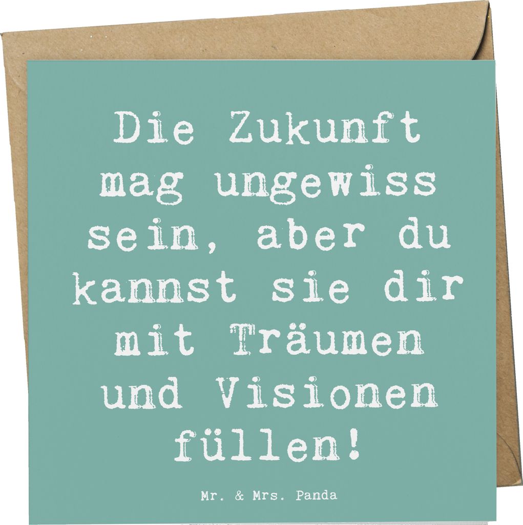 Mr. & Mrs. Panda Klappkarte Spruch Zukunftsplanung Ungewissheit annehmen - Meeresbrise - Geschenk, faltkarte, Visionen, Zuversicht, doppelkarte, Tr...