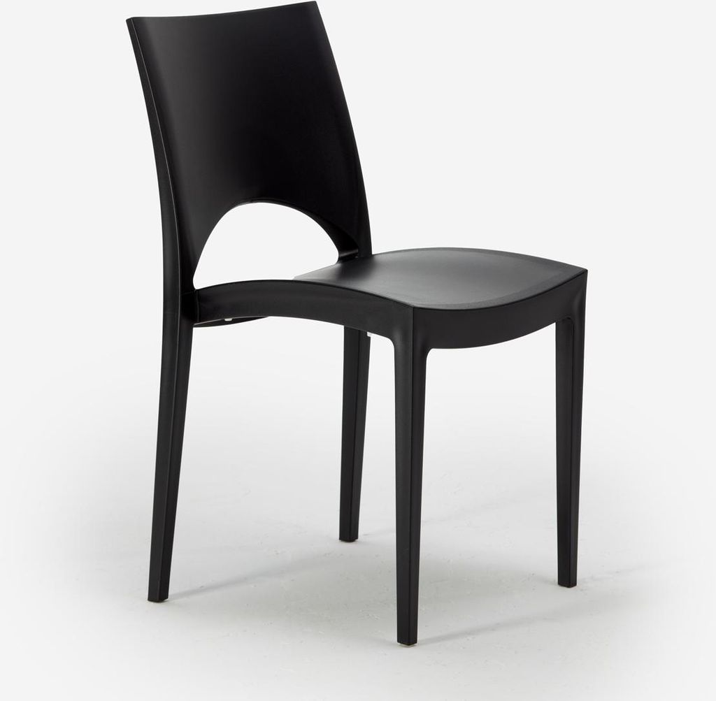 A black chair on a white background.