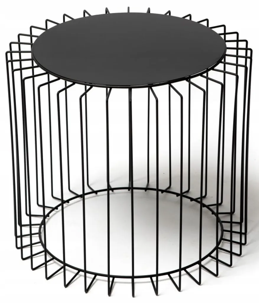 Table basse Loft ronde en métal noir - Table d'appoint de salon industrielle