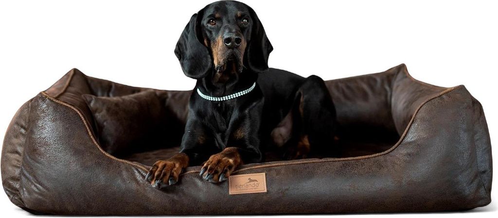 tierlando Orthopädisches Hundebett ALBERTO ORTHO Velours Vintage - Größe: 80x60cm | Farbe: 01 Braun