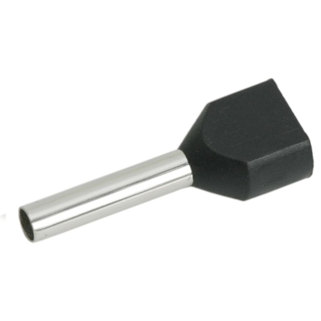 100x Isolierte Doppelader-Endhülse 2×1,5 mm² Schwarz – Aderendhülse für Doppelverdrahtung – Aderendhülse mit schwarzer Isolierung – Ade...