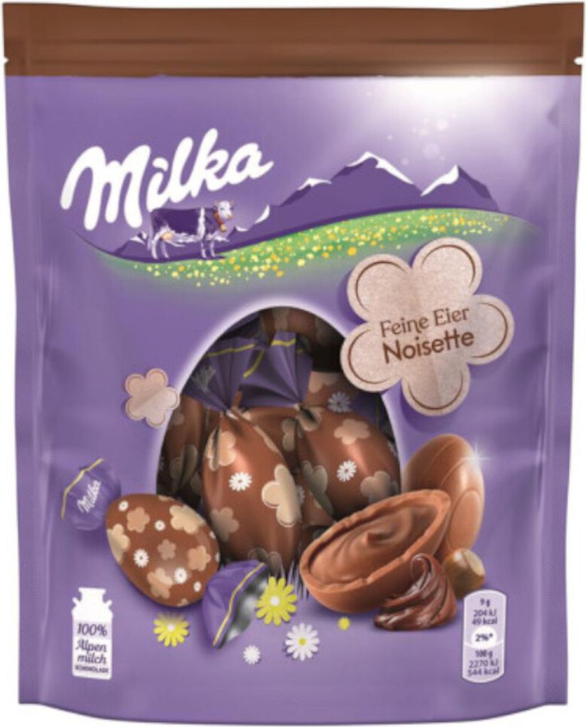 Milka Alpenmilch Schokoladeneier Noisette mit Haselnuss Packung 90g