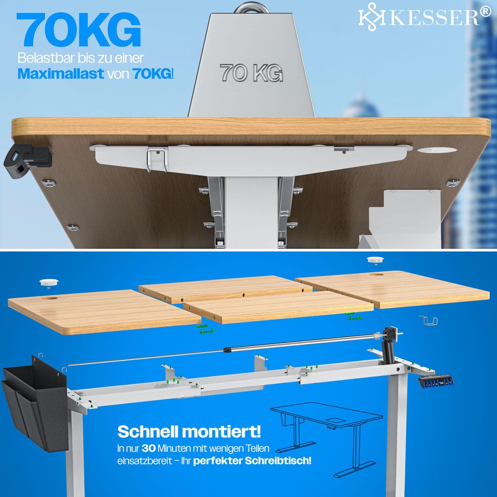 KESSER® Höhenverstellbarer Schreibtisch elektrisch, Produktbild 