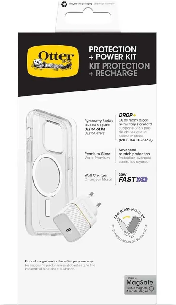 Kit Accessoires iPhone 16 Pro Coque Transparente MagSafe et Écran Verre EU