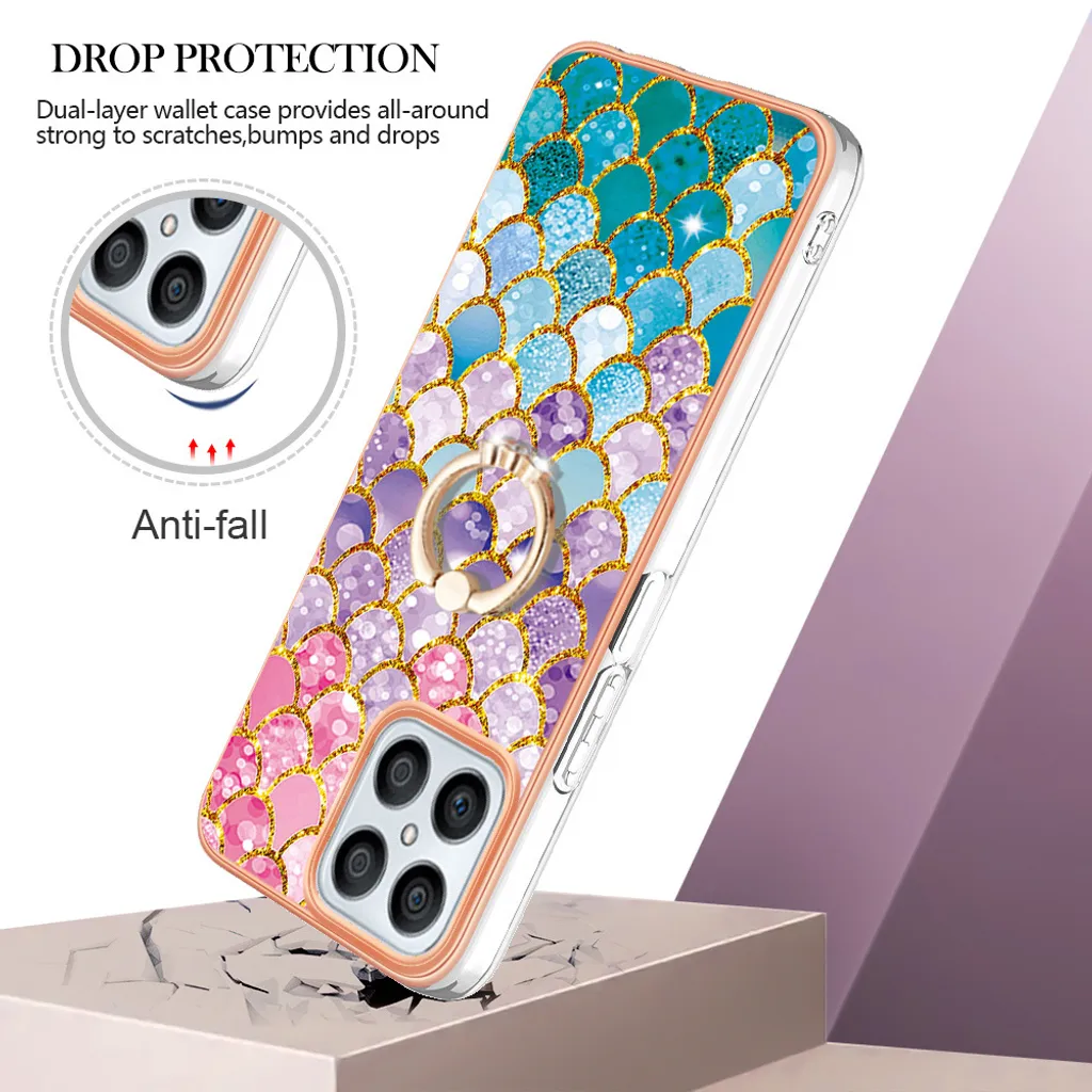 SEAHAI Cover per Honor X8a 4G, Glassato Traslucido Dura PC Protettiva Custodia Silicone TPU Bumper Antiurto AntiGraffio Case con 360° Anello Supporto, Blu Reale