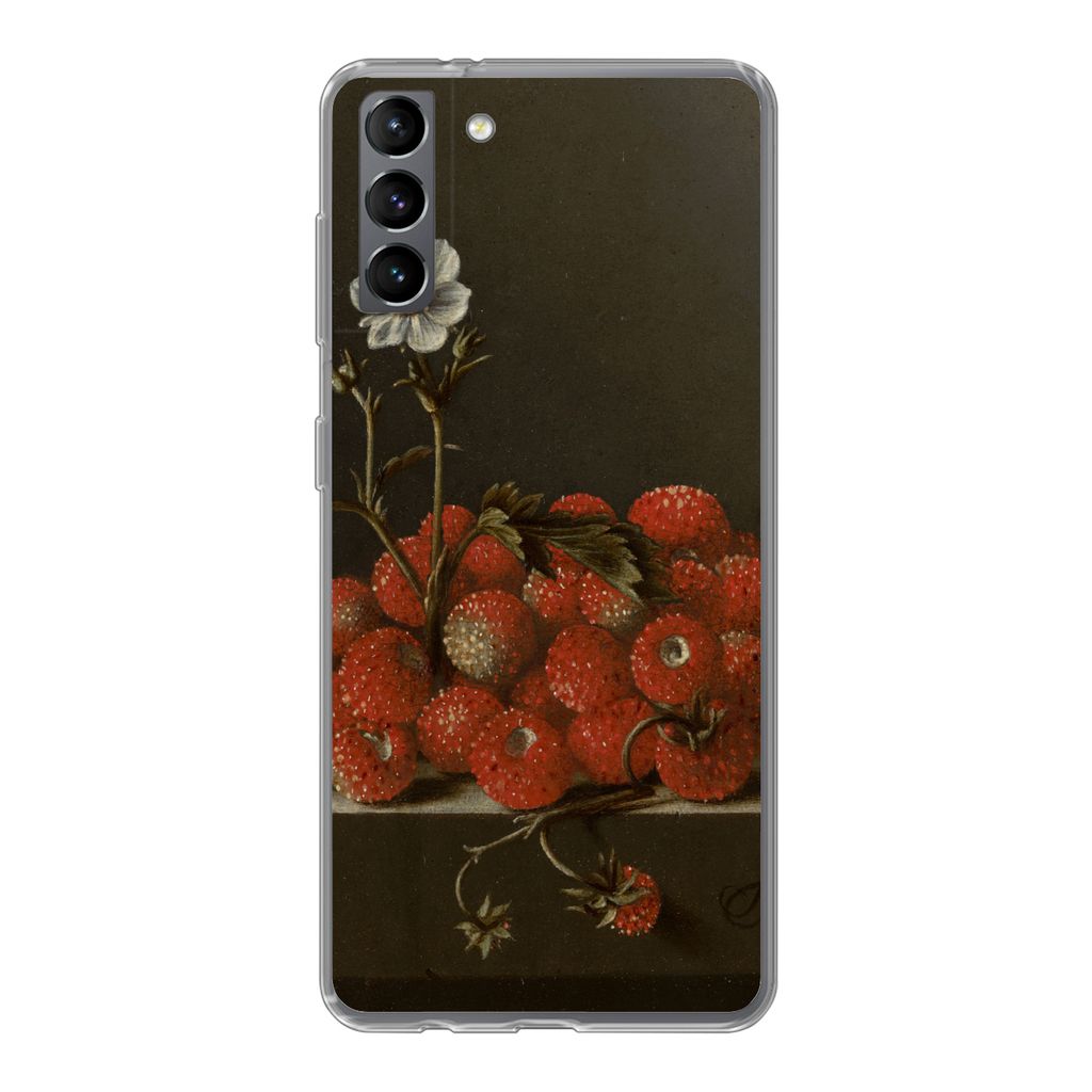 MuchoWow Handyhülle Schutzhülle Hülle für Samsung Galaxy S21 Plus Stilleben mit Walderdbeeren - Gemälde von Adriaen Coorte Silikon Softcase ...