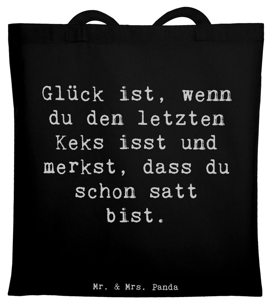 Mr. & Mrs. Panda Shopping Tasche Spruch Glück Erfüllung - Schwarz - Geschenk, Gefühl, Motivation, stofftasche baumwolle, Natur, Zufriedenheit, L...