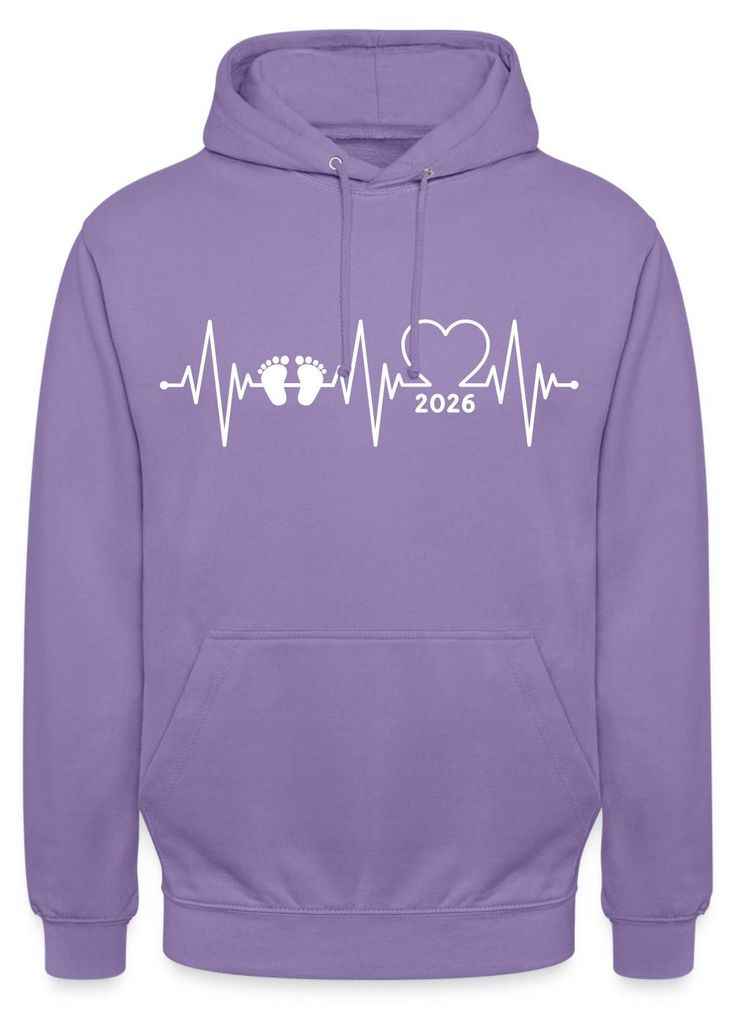 Spreadshirt Baby 2026 EKG Herzschlag Uni Hoodie, XL, Lavendel