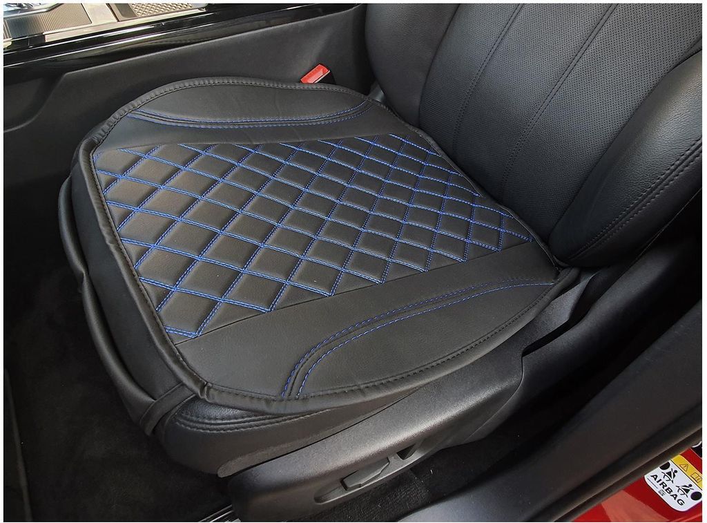 1 Sitzauflage für Mercedes GLS X166 in Schwarz/Blaue Naht (OT406)