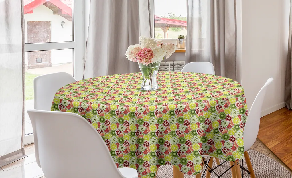 ABAKUHAUS Tovaglia Rotonda 150cm Motivi Frutta - Tessuto Antimacchia