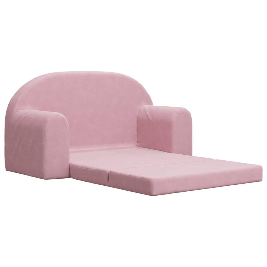 Best Möbel Kinder-Schlafsofa 2-Sitzer Rosa Weicher Plüsch Produktbild 5