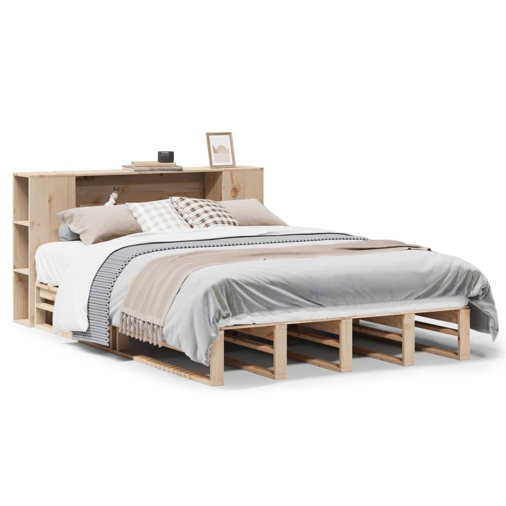 "2026 Aktion"Massivholzbett Modernes/Doppelbett - Polsterbett Erwachsene/r /Kind - mit Regal ohne Matratze - 135x190cm Massivholz - Klassische Bett...
