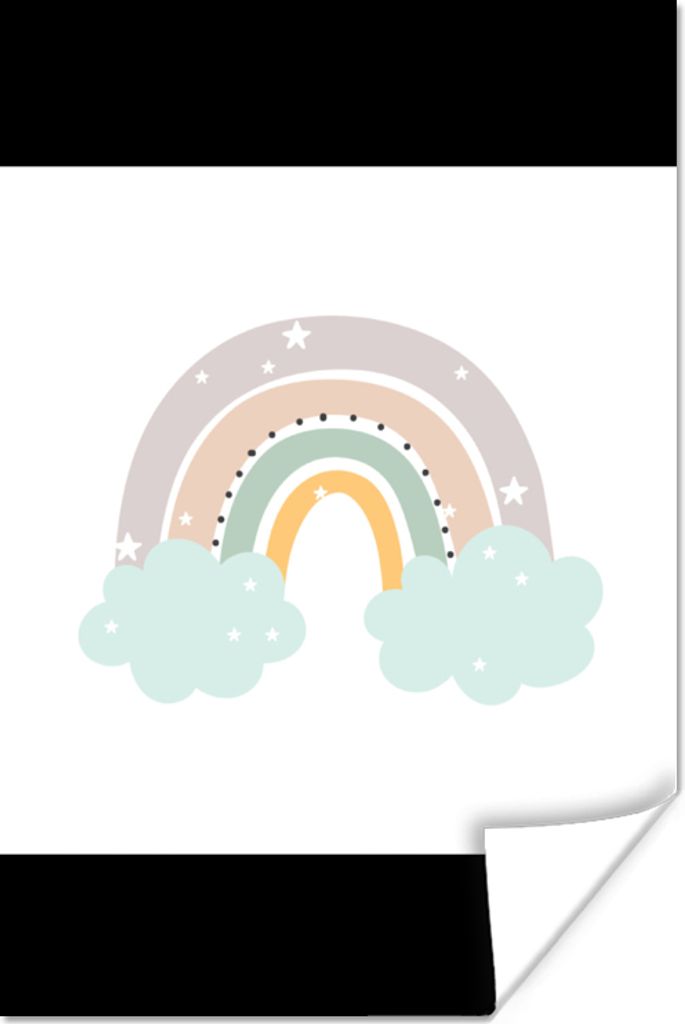 MuchoWow Poster Regenbogen - Sterne - Punkte - Wolken - Kinder 80x120 cm - Papierdruck
