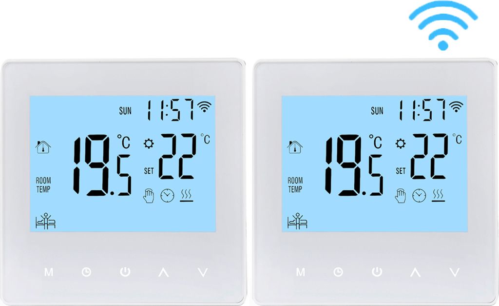 2X WiFi Smart Thermostat 3A Raumthermostat Wasserheizungsgeräte Fußbodenheizung, LCD-Display, APP-Steuerung, Manueller/automatischer Modus