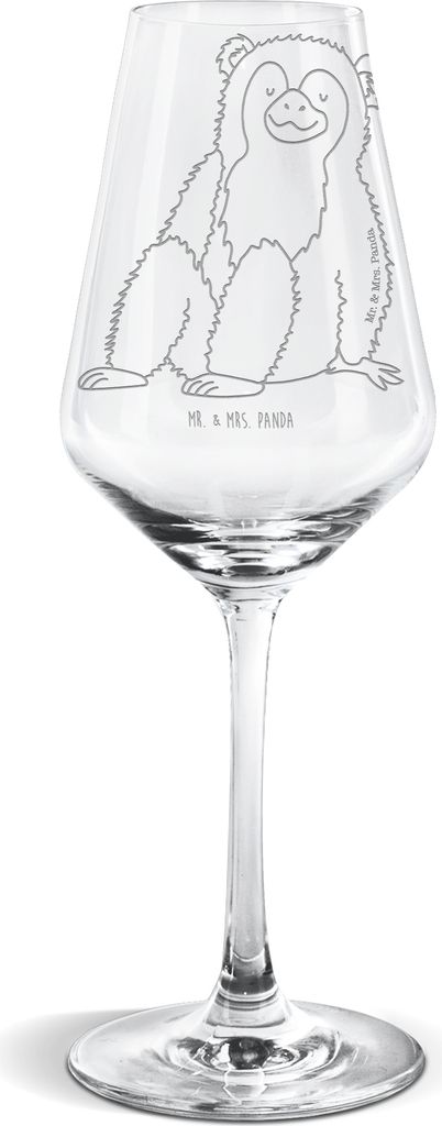 Mr. & Mrs. Panda Weinglas Affe - Transparent - Geschenk, Liebe, Weißweinkelch, Wildtiere, wein glas, Affen, Für Weißwein, Respekt, Motivation, S...