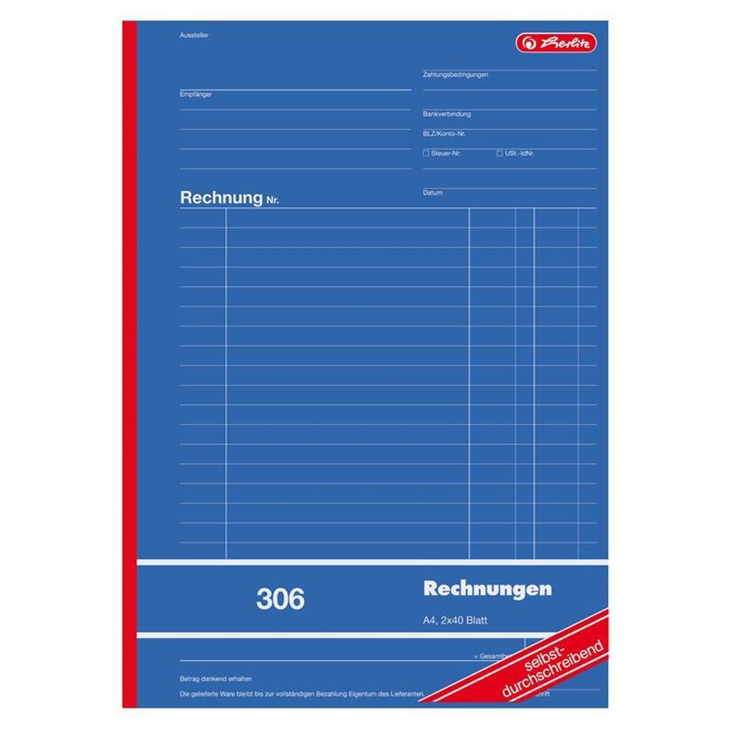 Herlitz Formularbuch "Rechnung 306" DIN A4 2 x 40 Blatt Produktbild 