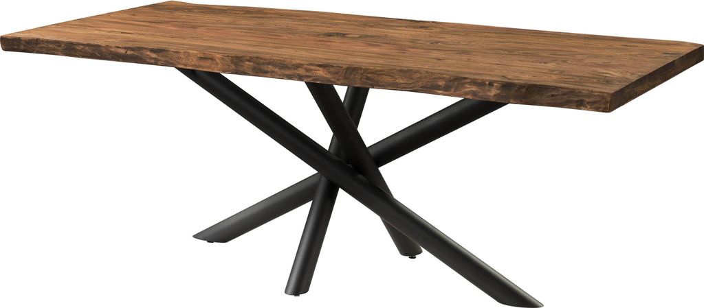 MASSIVMOEBEL24 Baumtisch Sheesham 220x100x76 natur gebeizt / Mikado-Beine anthrazit matt FREEFORM 5
