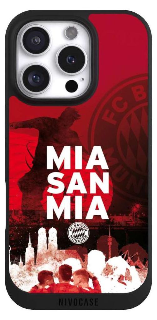 NIVOCASE Handyhülle für Apple iPhone 16 Pro Hülle NIVOpure Case Schwarz FC Bayern München FCB Mia San Mia