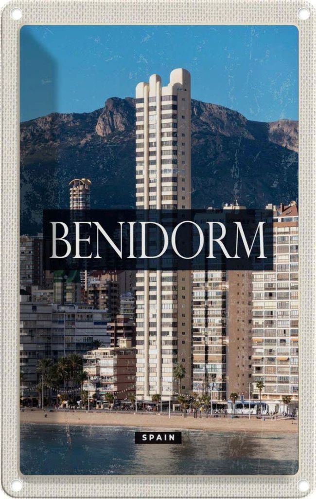 vianmo Blechschild 30x20 cm Benidorm Spain Panorama Poster Bildmotiv Reisemotiv Abenteuer Reisen Urlaub