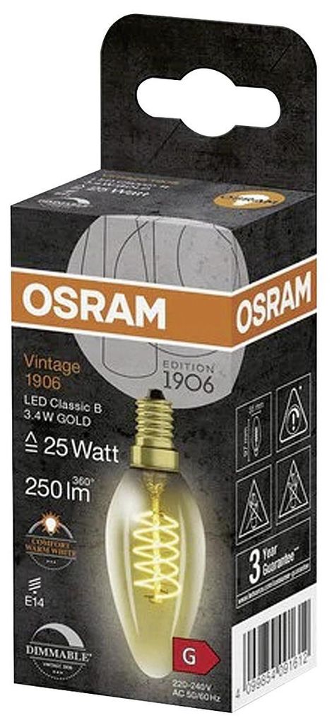 OSRAM LED Filament LED CL B D 3,4W/822 S FIL GD E14 351668 Immagine del prodotto 