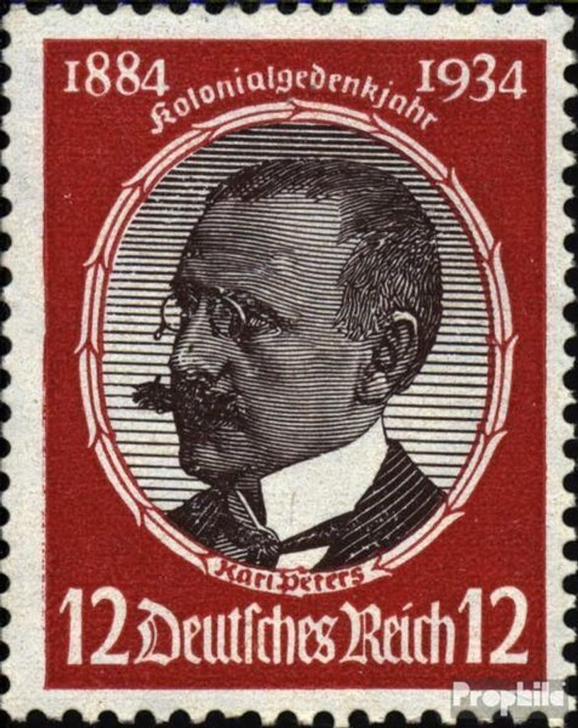 Briefmarken Deutsches Reich 1934 Mi 542y, waagerechte Gummiriffelung gestempelt Kolonialfeier/Deutsche Kolonialforscher