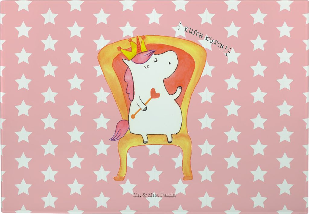 Mr. & Mrs. Panda Servierplatte Einhorn Prinzessin - Rot Pastell - Geschenk, Monat, Geburtstagsgeschenk, Unicorn, Glasbrett, Schneideunterlage, Frü...