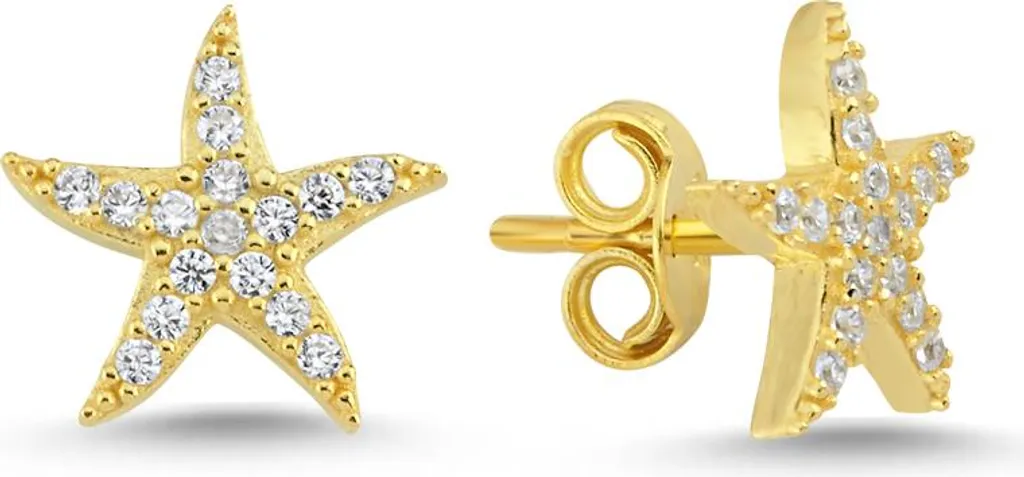 Boucles d'oreilles étoile de mer argent doré, cadeau idéal pour elle