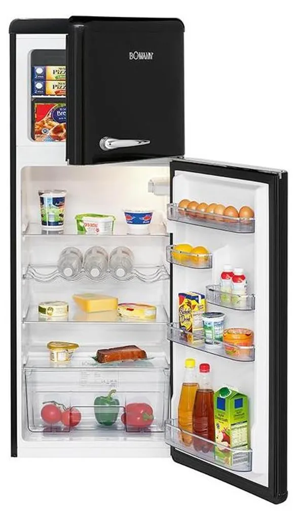 Réfrigérateur Rétro 208L Noir Idéal pour Petite Cuisine et Studio