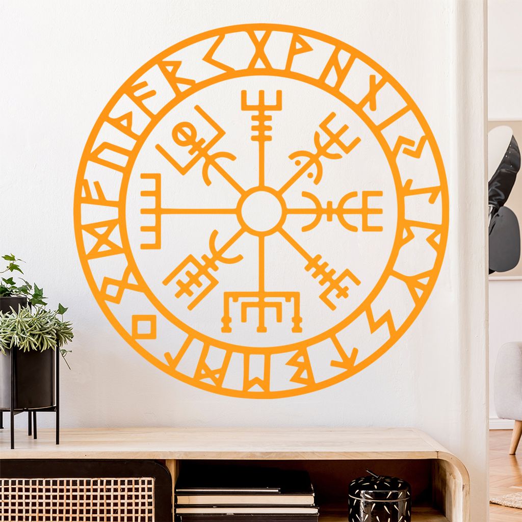 Wikingerkompass Runen Wandtattoo Wandaufkleber Wall Sticker - Dekoration, Küche, Wohnzimmer, Schlafzimmer, Badezimmer