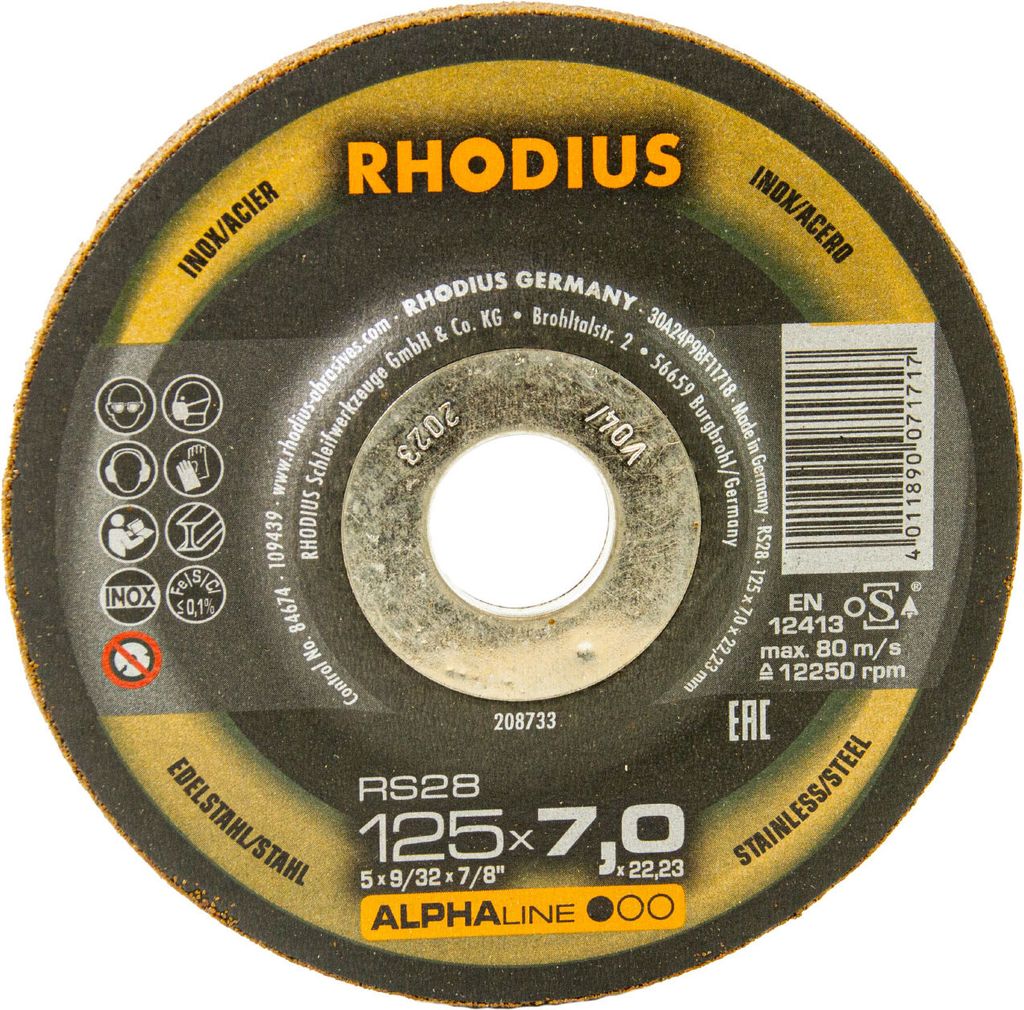 Rhodius Schleifscheibe RS 28 125x7,0x22,23mm Edelstahl Alphaline - 208733