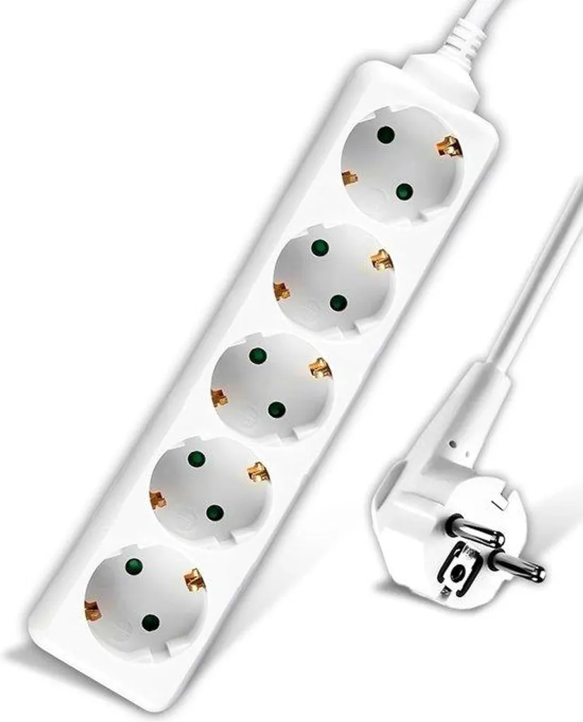 Multiprise 5 prises rallonge 5m blanc avec disjoncteur de protection